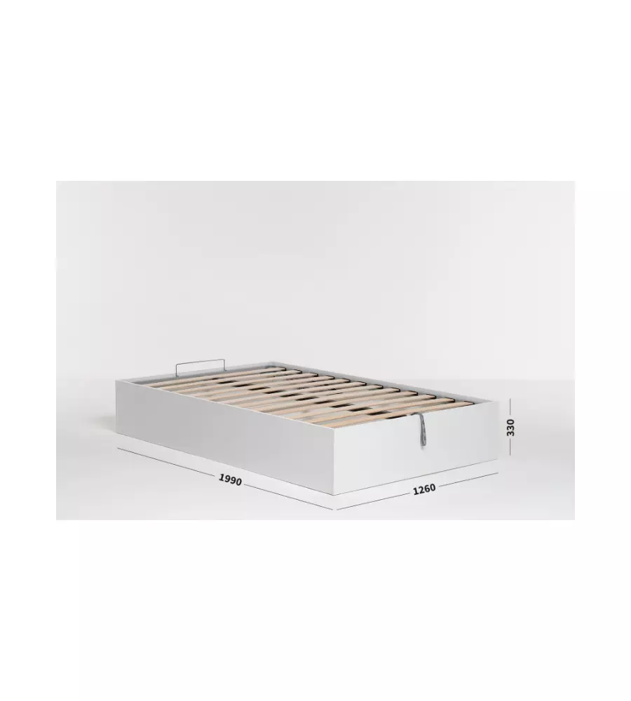 LETTO PIAZZA E MEZZA CONTENITORE "BED BOX" BIANCO 120X190 CM